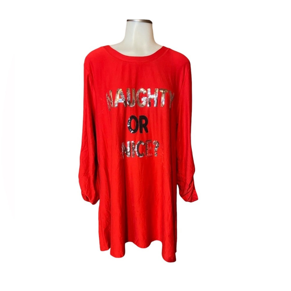 LN Naughty And Nice Tunic Top Dress Christmas Red Women’s Jamie & Layla XL